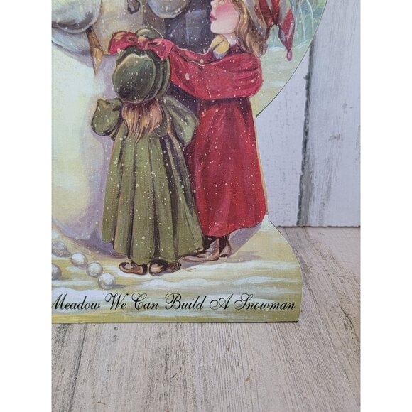 Vintage wooden Snowman Victorian kid building xmas figure decor - Picture 3 of 6